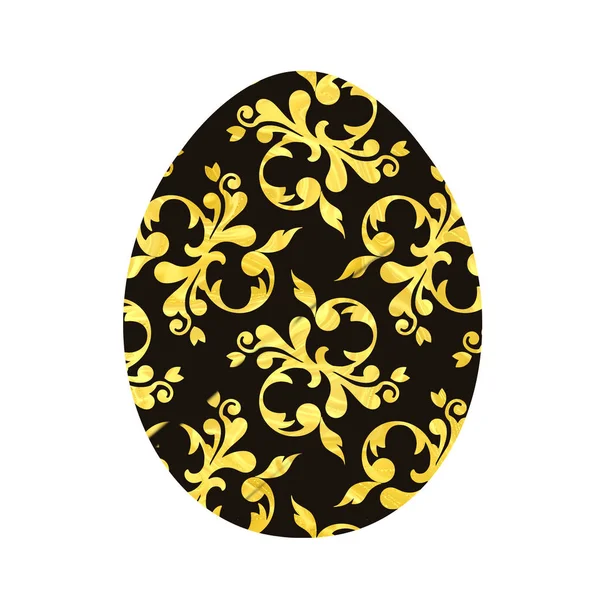 Beyaz arka planda izole edilmiş Paskalya yumurtası. Siyah ve sarı bir yumurta. Paskalya için Tasarım