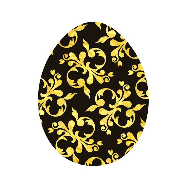 Beyaz arka planda izole edilmiş Paskalya yumurtası. Siyah ve sarı bir yumurta. Paskalya için Tasarım