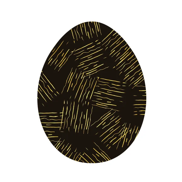 Beyaz arka planda izole edilmiş Paskalya yumurtası. Siyah ve sarı bir yumurta. Paskalya için Tasarım