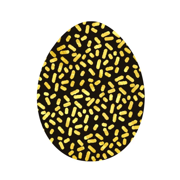 Beyaz arka planda izole edilmiş Paskalya yumurtası. Siyah ve sarı bir yumurta. Paskalya için Tasarım