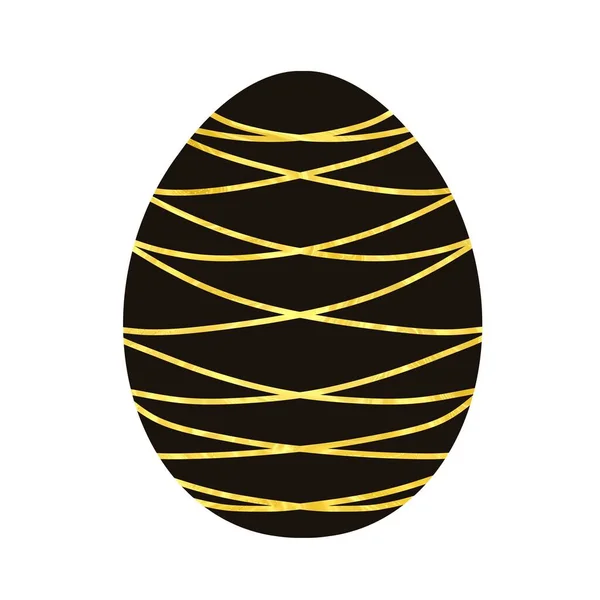 Beyaz arka planda izole edilmiş Paskalya yumurtası. Siyah ve sarı bir yumurta. Paskalya için Tasarım