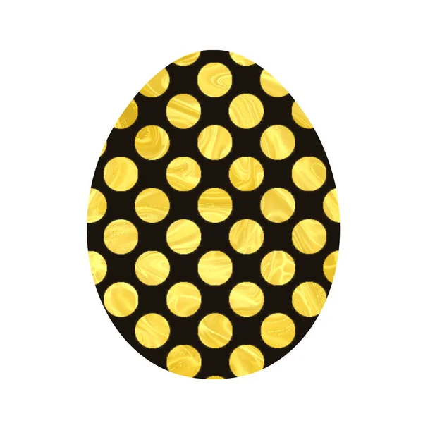 Beyaz arka planda izole edilmiş Paskalya yumurtası. Siyah ve sarı bir yumurta. Paskalya için Tasarım