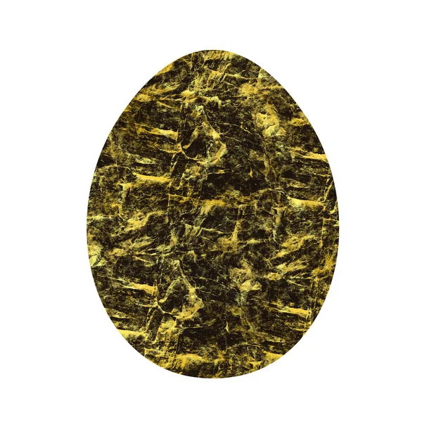 Beyaz arka planda izole edilmiş Paskalya yumurtası. Siyah ve sarı bir yumurta. Paskalya için Tasarım