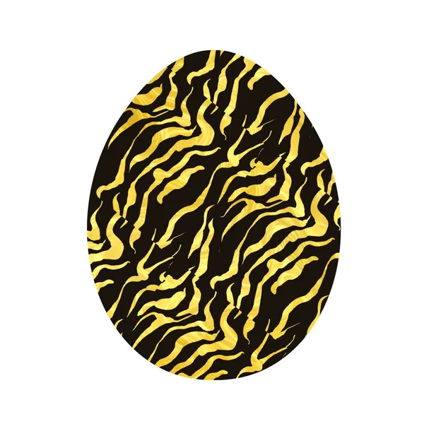 Beyaz arka planda izole edilmiş Paskalya yumurtası. Siyah ve sarı bir yumurta. Paskalya için Tasarım