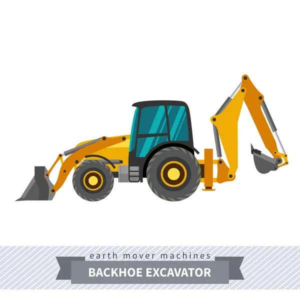 Traktorgrävare grävmaskin för jordvallet operationer — Stock vektor