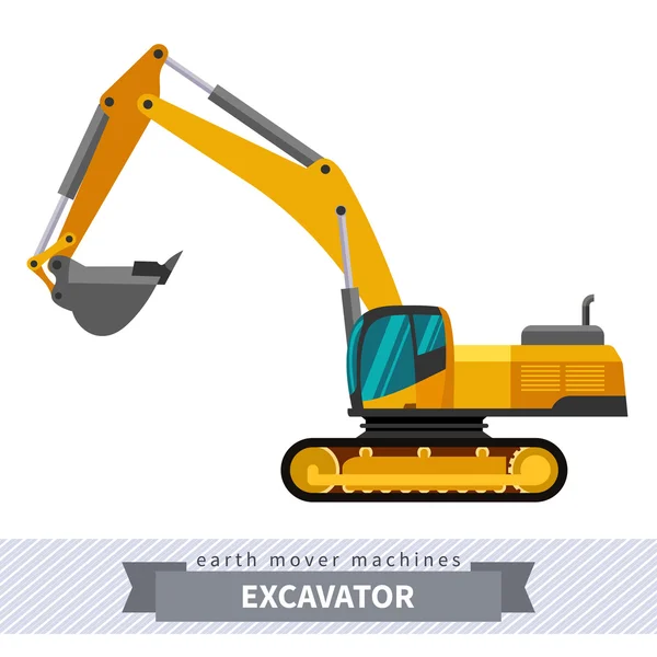 Excavator for earthwork operations — Stock Vector