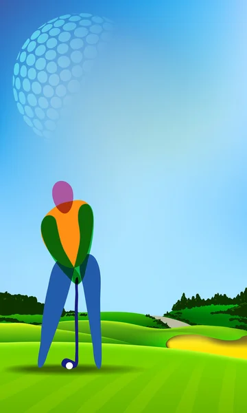 Golfista en campo de golf — Vector de stock