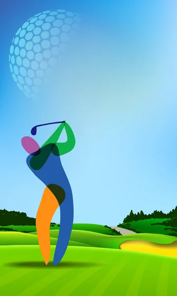 Golfspelare på golfbana — Stock vektor