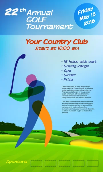 Yıllık golf turnuvası — Stok Vektör