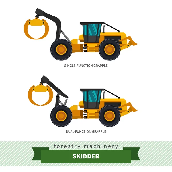 Grapple skidder vehicul forestier — Vector de stoc