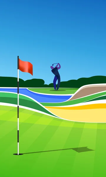 Gracz w golfa na polu golfowym — Wektor stockowy