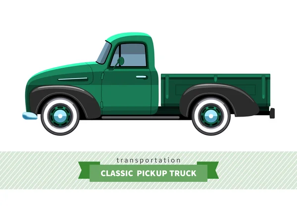 Zijaanzicht van de klassieke pick-up truck — Stockvector