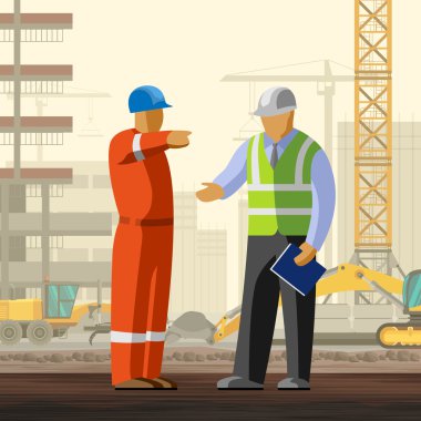 İnşaat işçisi ve sitesinde manager
