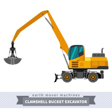 Clamshell bucket material mover machine clipart