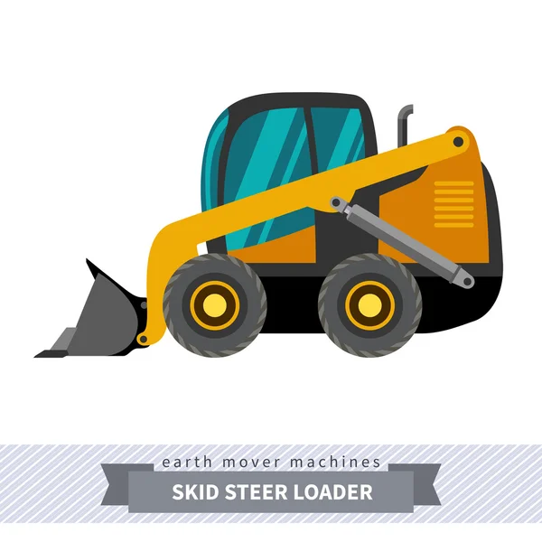 Skid steer loader movedor de terra máquina —  Vetores de Stock