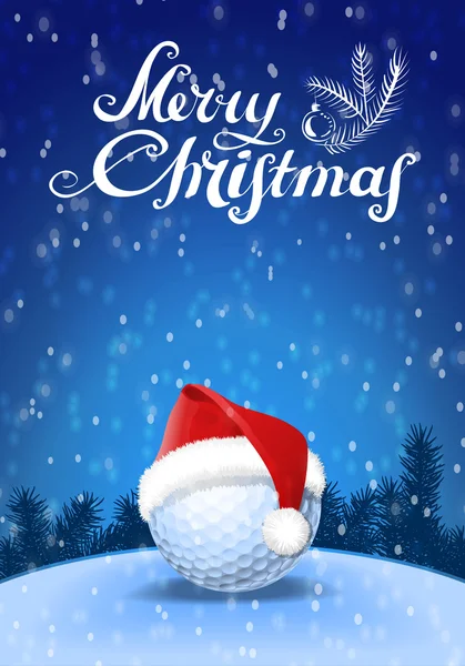 Golf ball a santa red hat — Stockový vektor