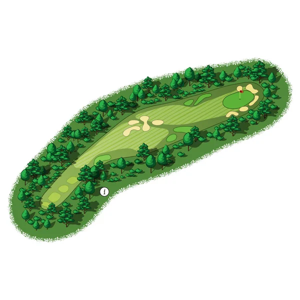 Vektör golf sahası delik havadan izometrik görünümü