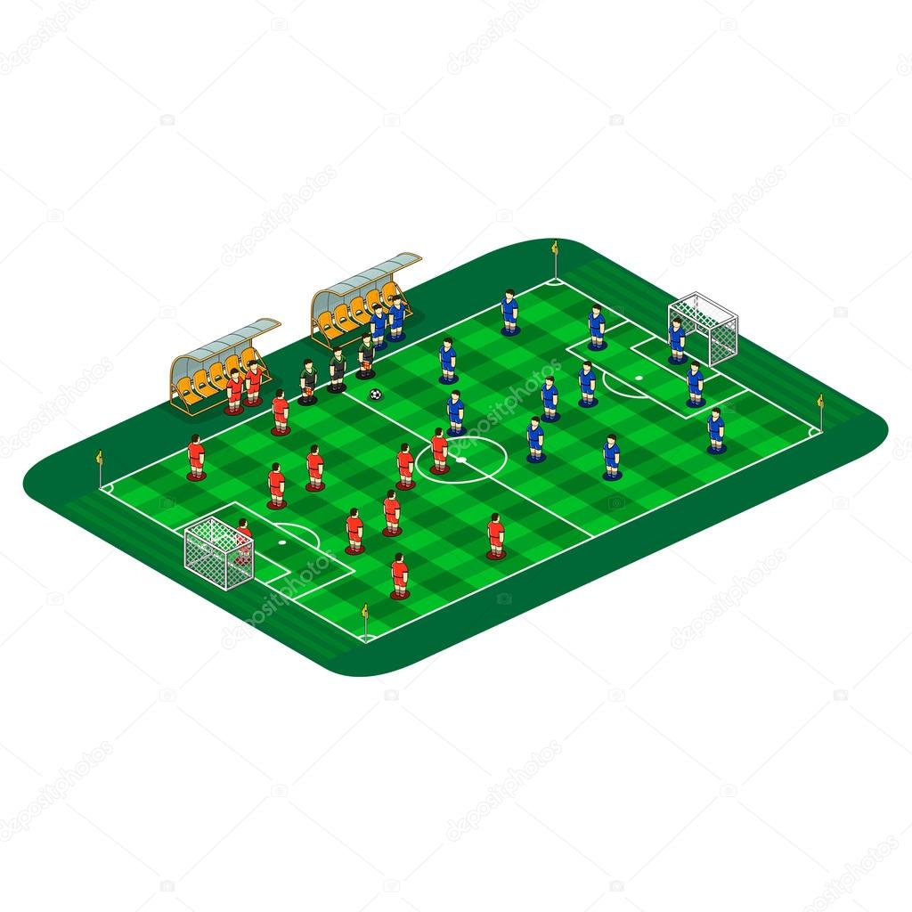 vector soccer or football field illustration with abstract team 