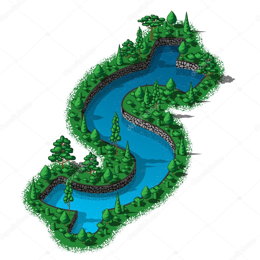 waterhole dollar sign with trees and plants around