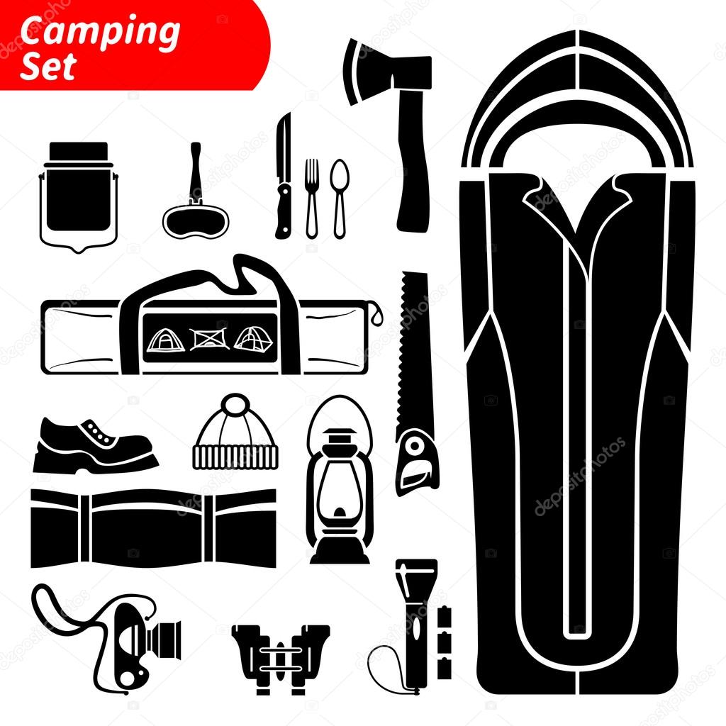 Camping icons set