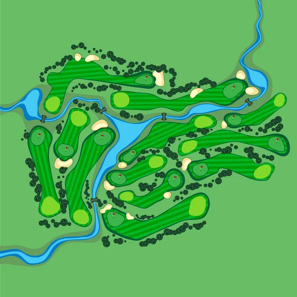 Vector campo de golfe vista aérea —  Vetores de Stock