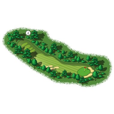 Vector golf course hole aerial isometric view clipart