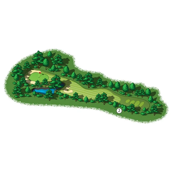 Terrain de golf vectoriel trou vue isométrique aérienne — Image vectorielle