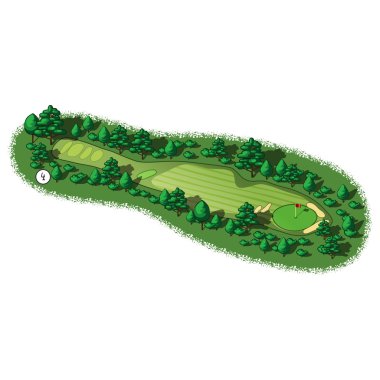 Vector golf course hole aerial isometric view clipart