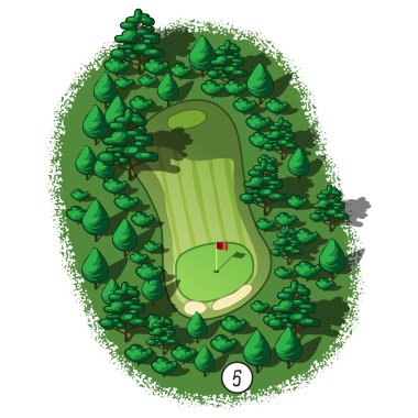 Vektör golf sahası delik havadan izometrik görünümü