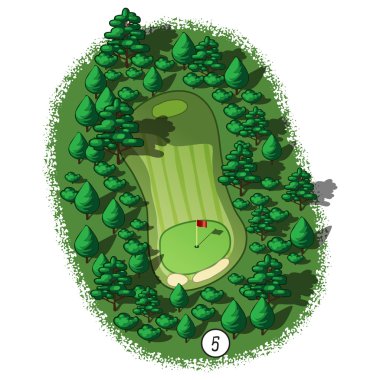 Vector golf course hole aerial isometric view clipart