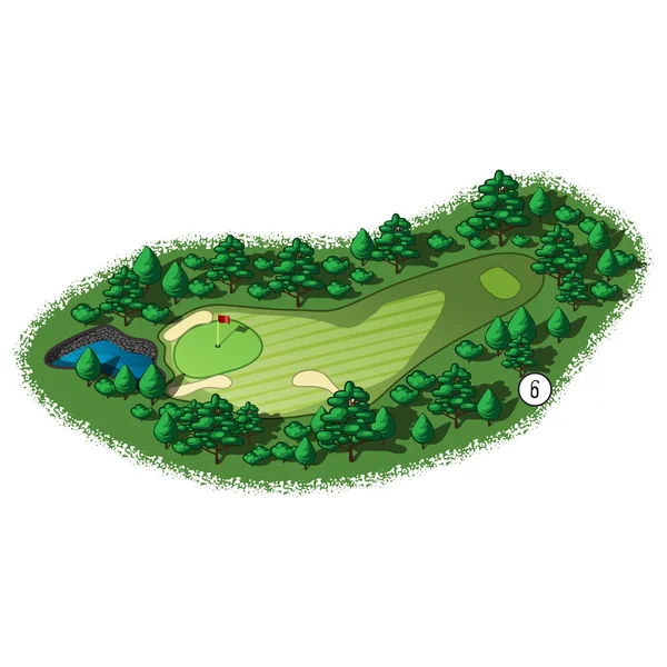 Vektör golf sahası delik havadan izometrik görünümü