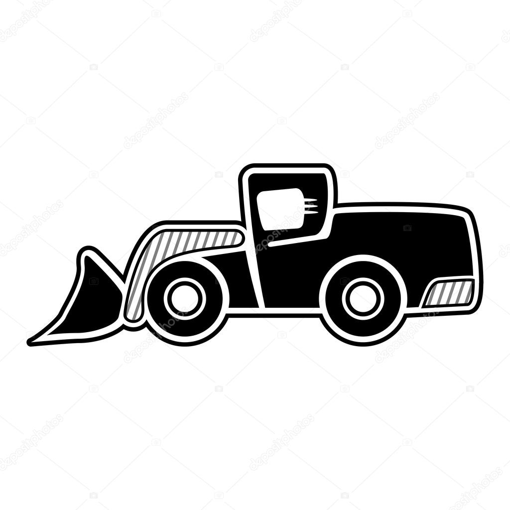 Classic front loader symbol. Isolated black icon