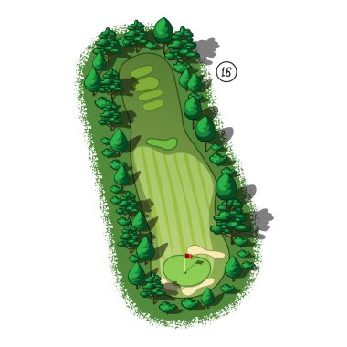 Vector golf course hole aerial isometric view clipart