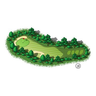 Vector golf course hole aerial isometric view clipart