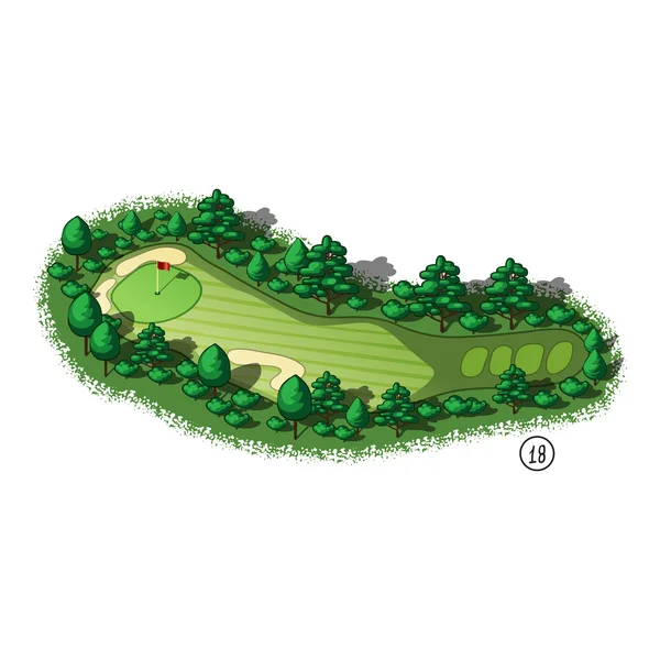Vector golf course hole aerial isometric view Royalty Free Stock Illustrations
