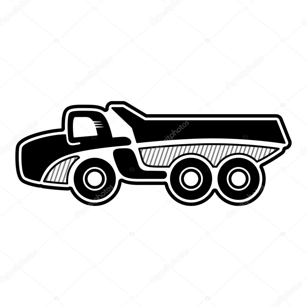 Articulated dump truck. Icon of an all wheel drive articulated dump truck. Isolated vector