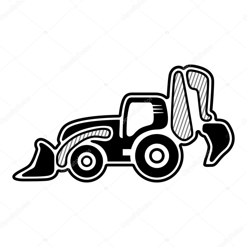 Loader. Icon of backhoe loader. Isolated vector