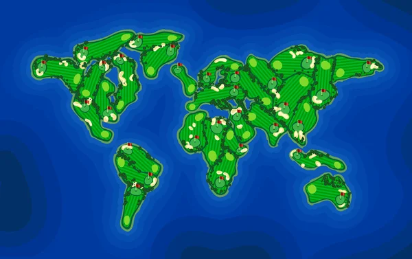 Terrain de golf carte de terre — Image vectorielle