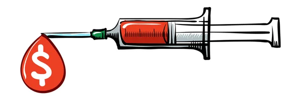 Syringe with drop — Stock Vector