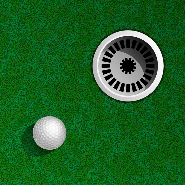 Pelota de golf en verde — Vector de stock