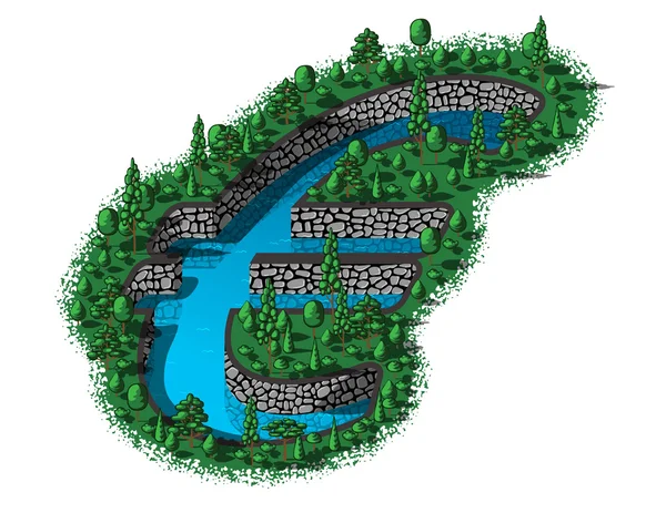 欧元标志形状的水坑 — 图库矢量图片
