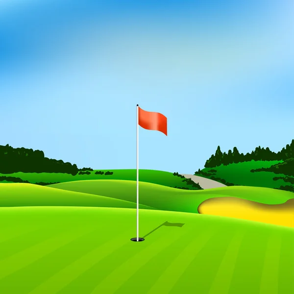 Golf hole vector groene tee achtergrond — Stockvector