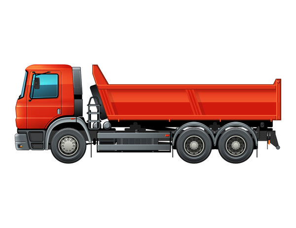 Red tipper dump truck color isolated vector