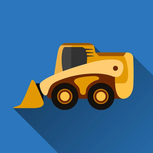 Skid-steer cargador icono plano — Vector de stock