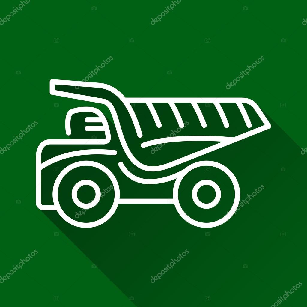 Classic dump truck modern design line flat style icon with shadow