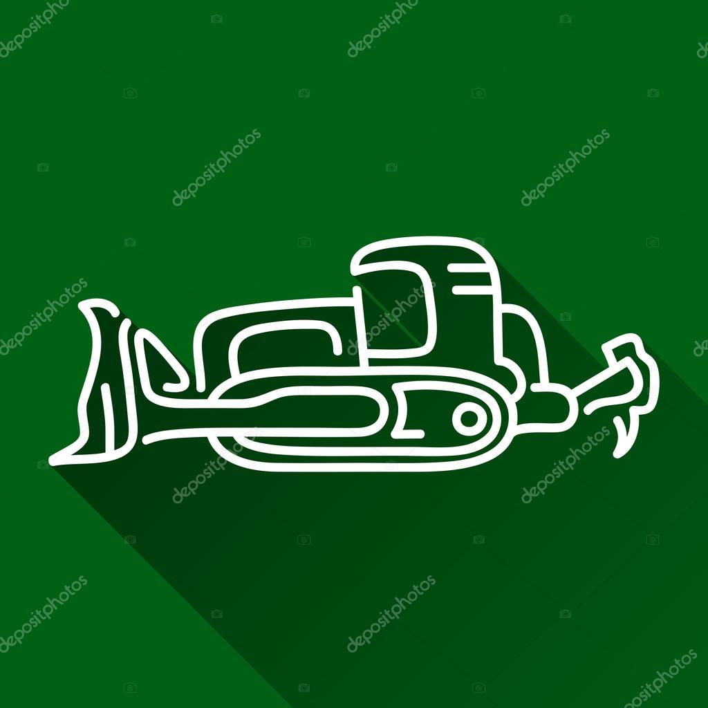 Classic bulldozer modern design line flat style icon with shadow