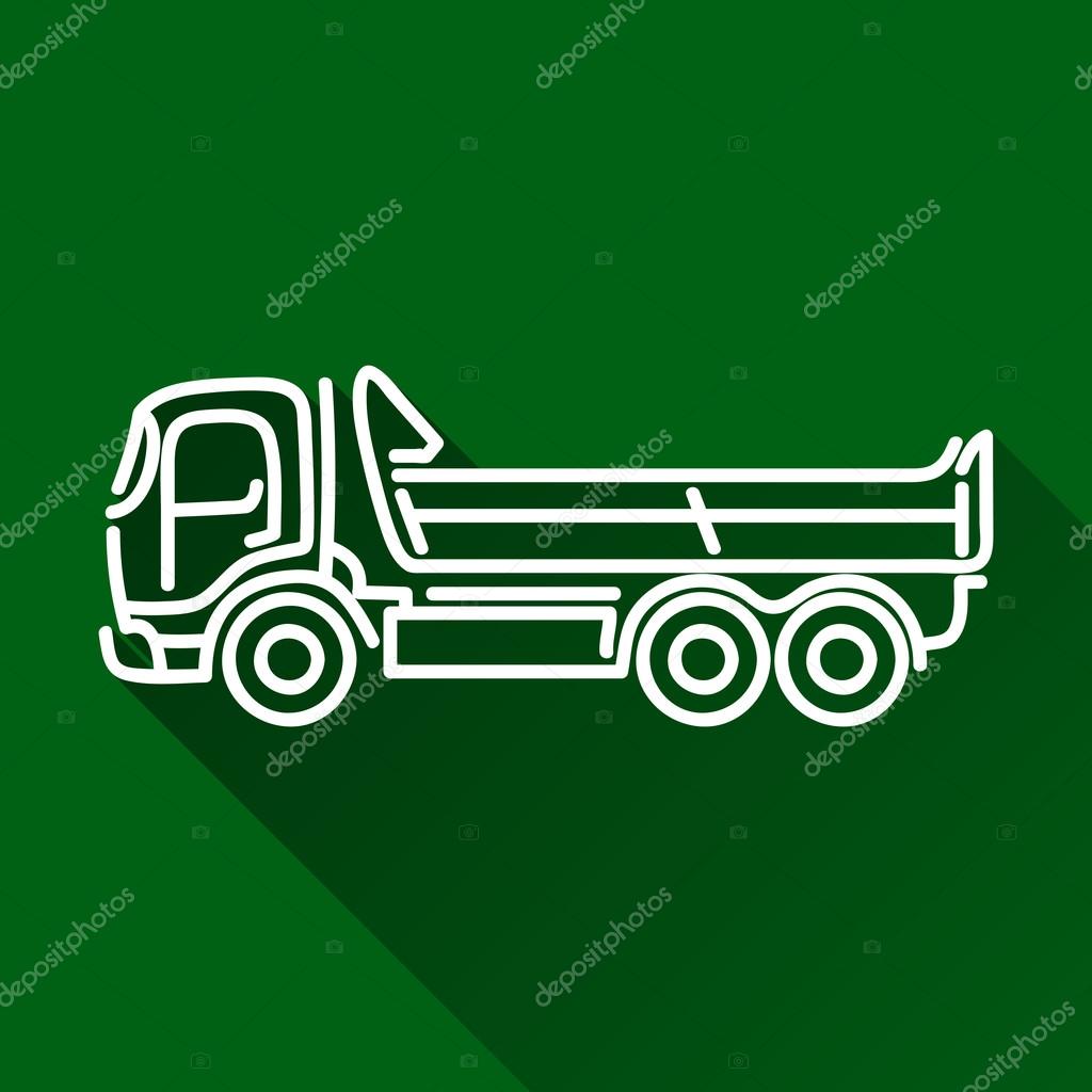 Lorry tipper dump truck modern outline flat icon with shadow