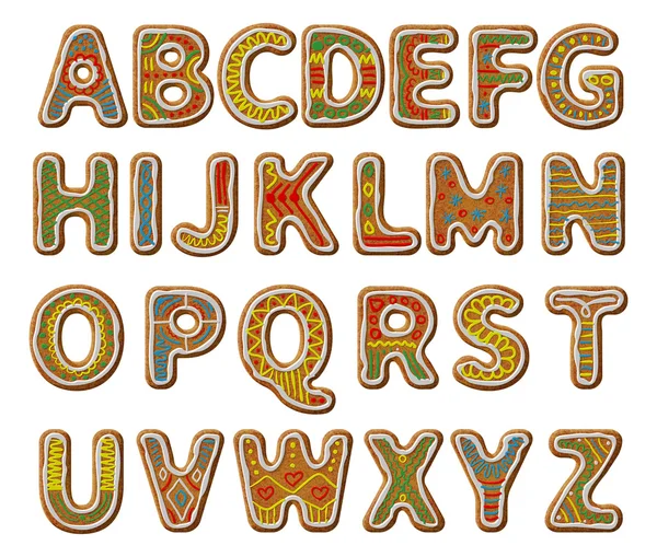 Gingerbread alphabet with glaze — Stock Vector