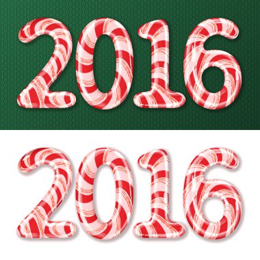 New Year 2016 candy cane clipart