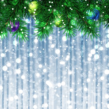 Süslenen Noel ağacı tebrik kartı